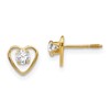 14k Madi K 3mm Round Genuine White Topaz Birthstone Heart Screwback Post Earrings