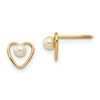 14k Madi K 3mm Round White Freshwater Cultured Pearl Birthstone Heart Screwback Post Earrings