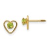 14k Madi K 3mm Round Genuine Peridot Birthstone Heart Screwback Post Earrings