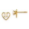 14k Madi K 3mm Round Imitation Opal Birthstone Heart Screwback Post Earrings