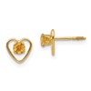 14k Madi K 3mm Round Genuine Citrine Birthstone Heart Screwback Post Earrings