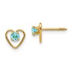 14k Madi K 3mm Round Genuine Blue Topaz Birthstone Heart Screwback Post Earrings