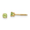 14k Madi K 3mm Round Peridot Birthstone Screwback Post Earrings