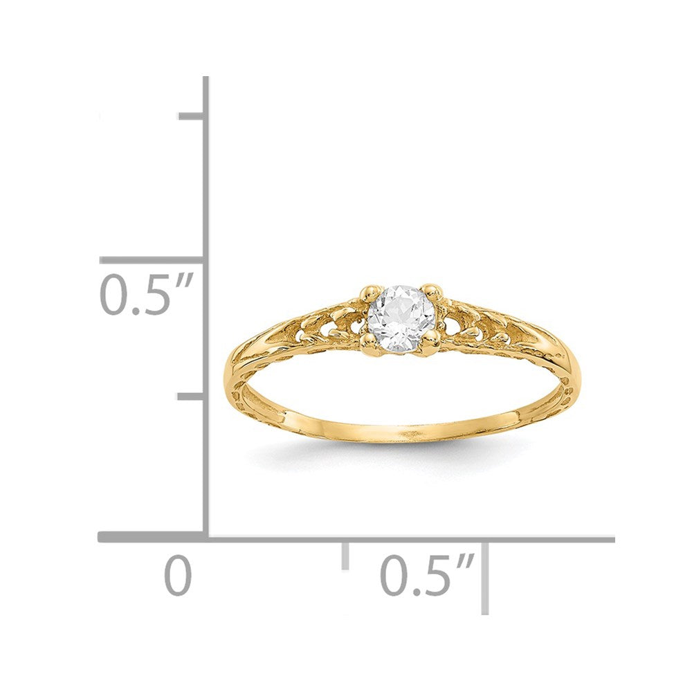 14k Madi K 3mm White Topaz Birthstone Size 3 Baby / Childrens Ring