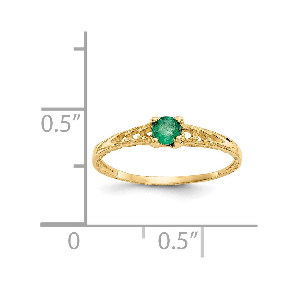 14k Madi K 3mm Emerald Birthstone Size 3 Baby / Childrens Ring
