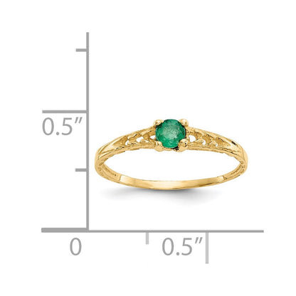 14k Madi K 3mm Emerald Birthstone Size 3 Baby / Childrens Ring