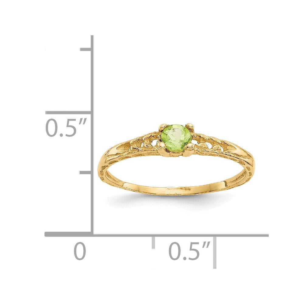 14k Madi K 3mm Peridot Birthstone Size 3 Baby / Childrens Ring