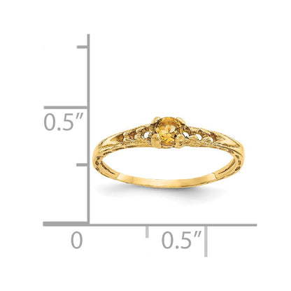 14k Madi K 3mm Citrine Birthstone Size 3 Baby / Childrens Ring