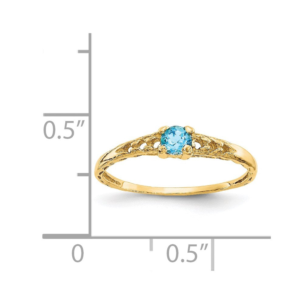 14k Madi K 3mm Blue Topaz Birthstone Size 3 Baby / Childrens Ring