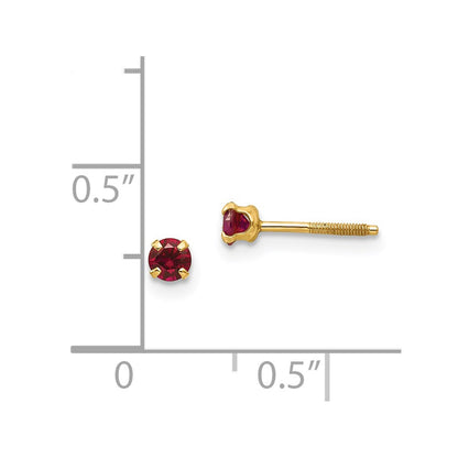14k Madi K 3mm Round Imitation Garnet January Birthstone Screwback Post Earrings