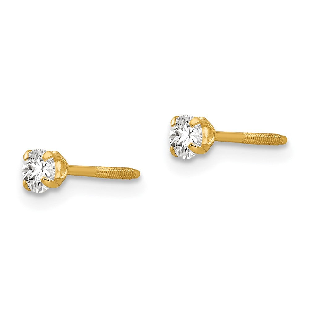 14k Madi K 3mm Round Imitation Spinel April Birthstone Screwback Post Earrings