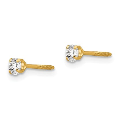 14k Madi K 3mm Round Imitation Spinel April Birthstone Screwback Post Earrings