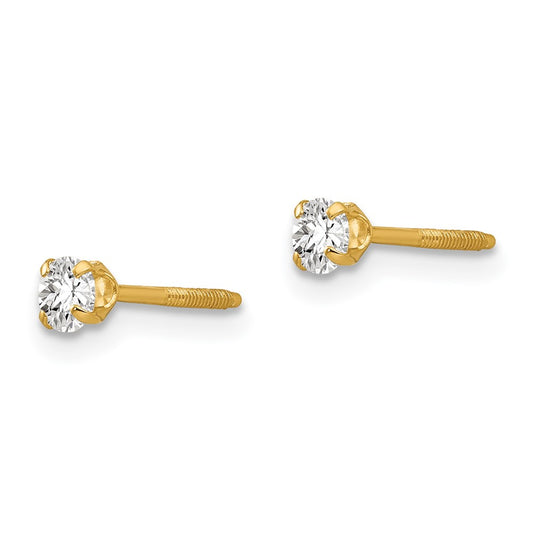 14k Madi K 3mm Round Imitation Spinel April Birthstone Screwback Post Earrings