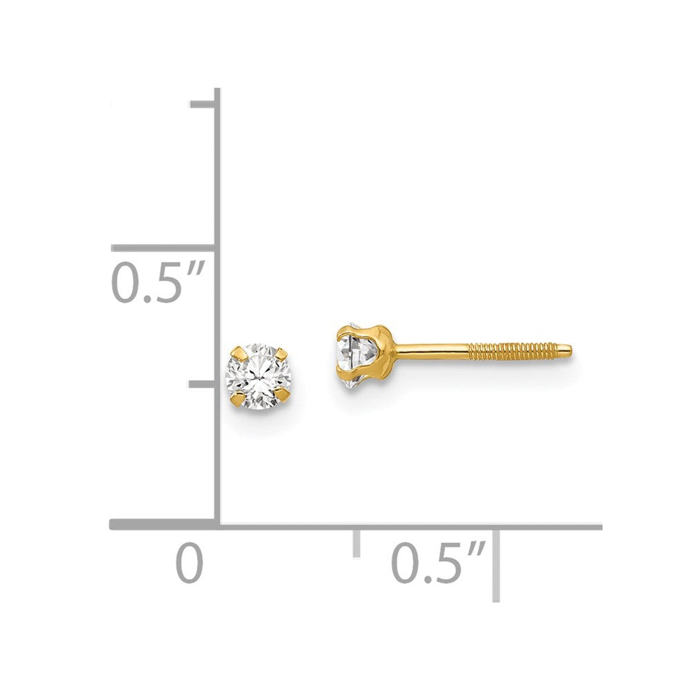 14k Madi K 3mm Round Imitation Spinel April Birthstone Screwback Post Earrings