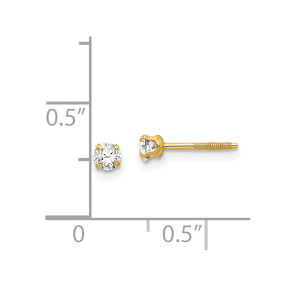 14k Madi K 3mm Round Imitation Spinel April Birthstone Screwback Post Earrings