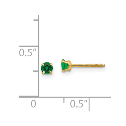 14k Madi K 3mm Round Imitation Emerald May Birthstone Screwback Post Earrings