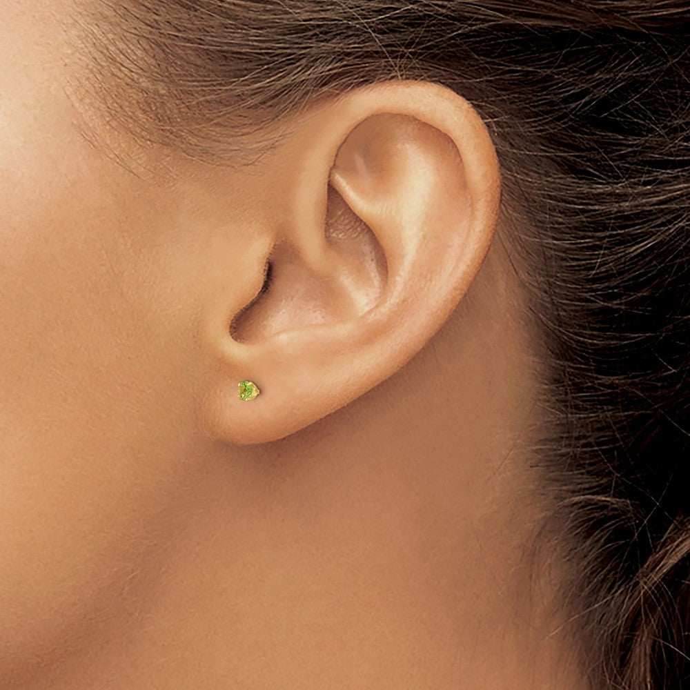 14k Madi K 3mm Round Imitation Peridot August Birthstone Screwback Post Earrings