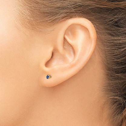 14k Madi K 3mm Round Imitation Sapphire September Birthstone Screwback Post Earrings