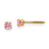 14k Madi K 3mm Round Imitation Pink Tourmaline October Birthstone Screwback Post Earrings