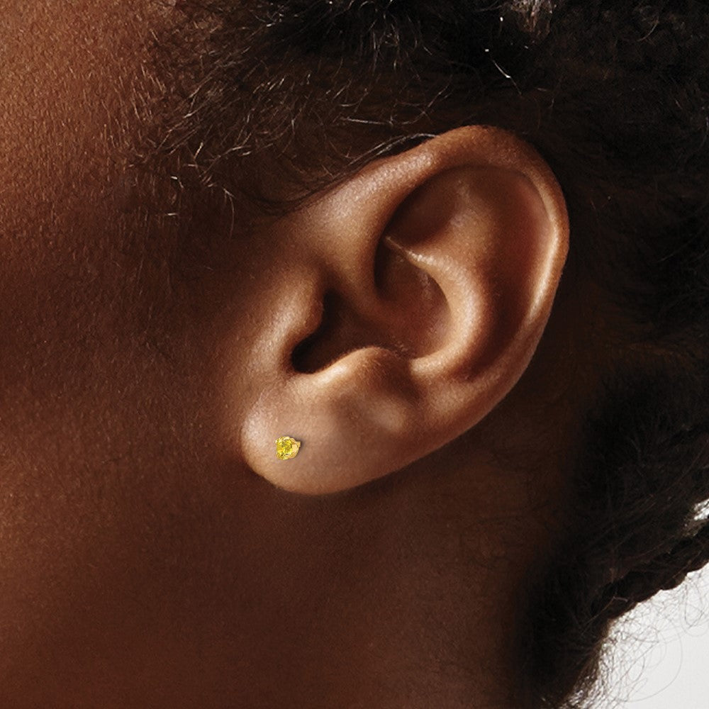 14k Madi K 3mm Round Imitation Citrine November Birthstone Screwback Post Earrings