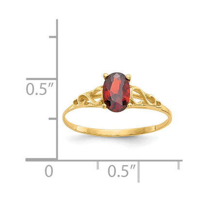 14k Madi K 6x4mm Oval Synthetic Garnet Birthstone Size 5 Ring