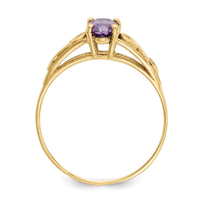 14k Madi K 6x4mm Oval Synthetic Amethyst Birthstone Size 5 Ring