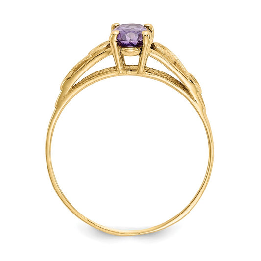 14k Madi K 6x4mm Oval Synthetic Amethyst Birthstone Size 5 Ring