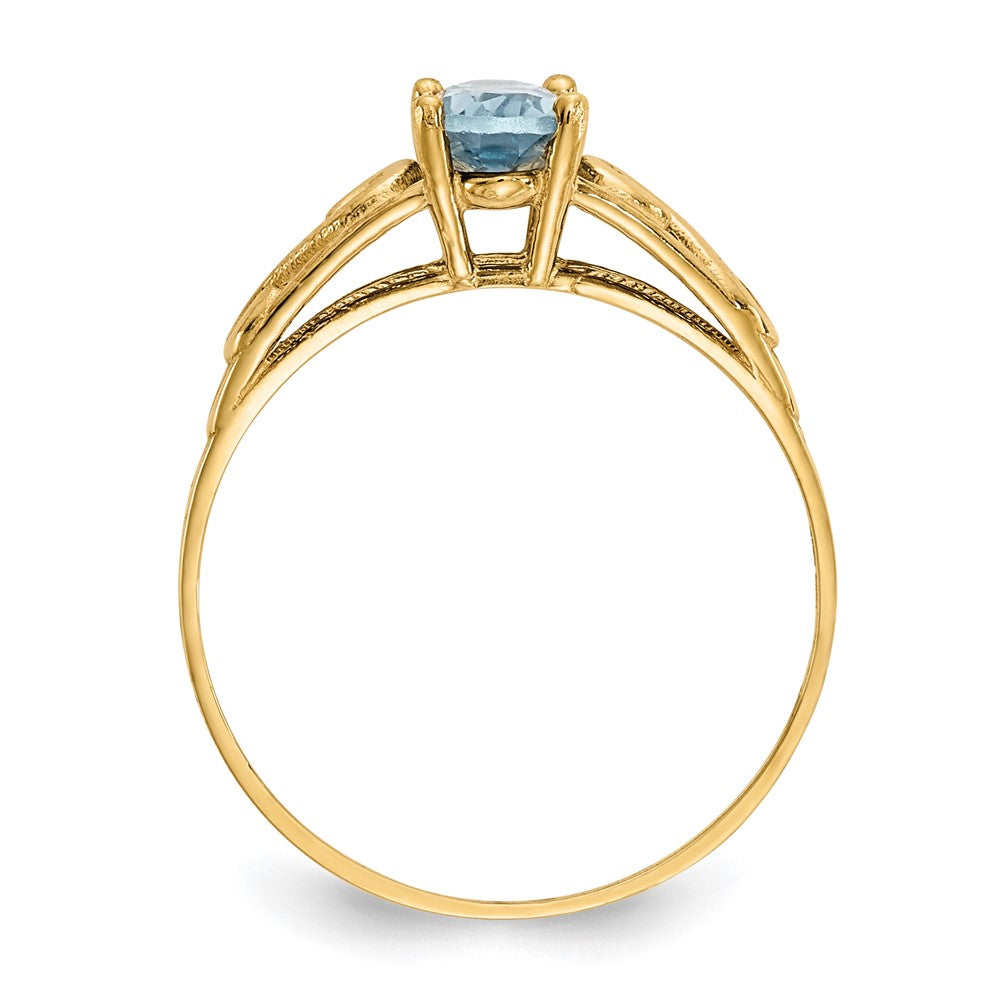 14k Madi K 6x4mm Oval Synthetic Aquamarine Birthstone Size 5 Ring