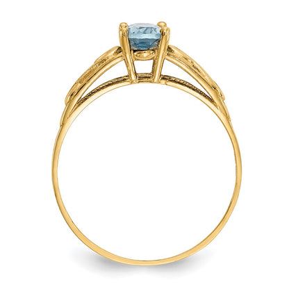 14k Madi K 6x4mm Oval Synthetic Aquamarine Birthstone Size 5 Ring