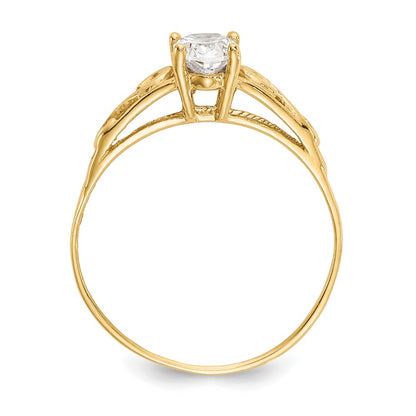 14k Madi K 6x4mm Oval Synthetic White Spinel Birthstone Size 5 Ring