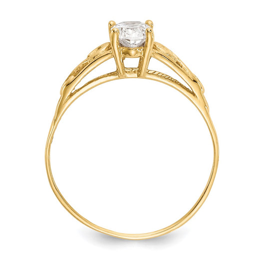 14k Madi K 6x4mm Oval Synthetic White Spinel Birthstone Size 5 Ring