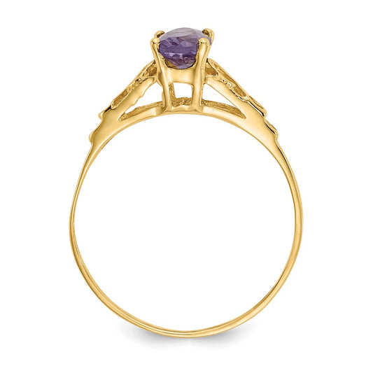 14k Madi K 6x4mm Oval Synthetic Alexandrite Birthstone Size 5 Ring