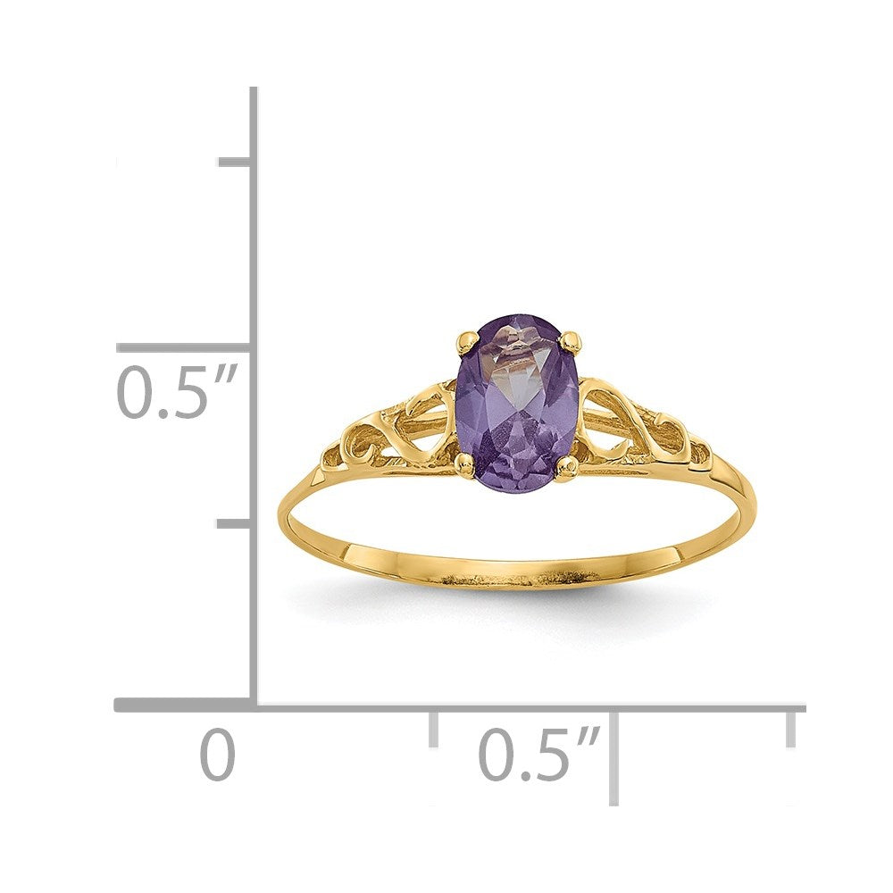 14k Madi K 6x4mm Oval Synthetic Alexandrite Birthstone Size 5 Ring