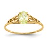 14k Madi K 6x4mm Oval Synthetic Peridot Birthstone Size 5 Ring