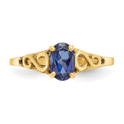 14k Madi K 6x4mm Oval Synthetic Sapphire Spinel Birthstone Size 5 Ring