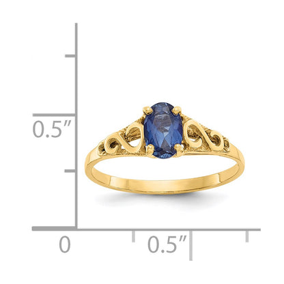 14k Madi K 6x4mm Oval Synthetic Sapphire Spinel Birthstone Size 5 Ring