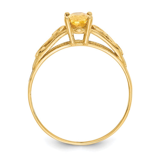 14k Madi K 6x4mm Oval Synthetic Citrine Birthstone Size 5 Ring