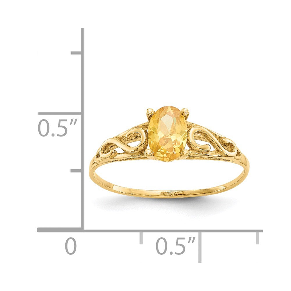 14k Madi K 6x4mm Oval Synthetic Citrine Birthstone Size 5 Ring