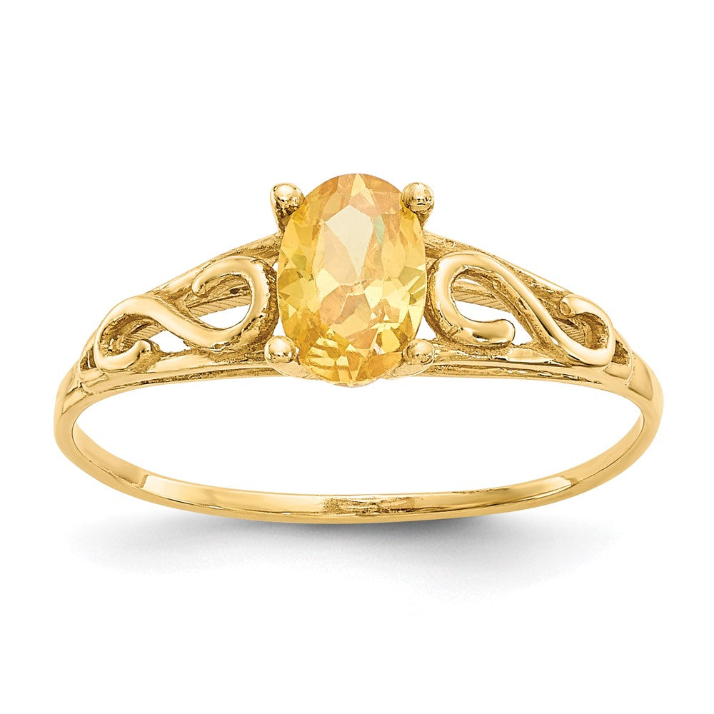 14k Madi K 6x4mm Oval Synthetic Citrine Birthstone Size 5 Ring