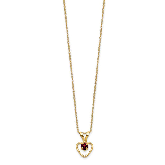 14k Madi K 3mm Garnet Heart Birthstone 15 inch Necklace