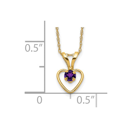 14k Madi K 3mm Amethyst Heart Birthstone 15 inch Necklace