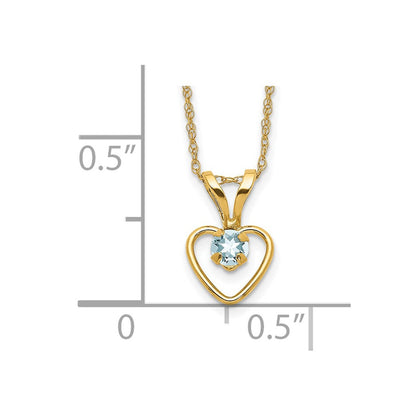 14k Madi K 3mm Aquamarine Heart Birthstone 15 inch Necklace