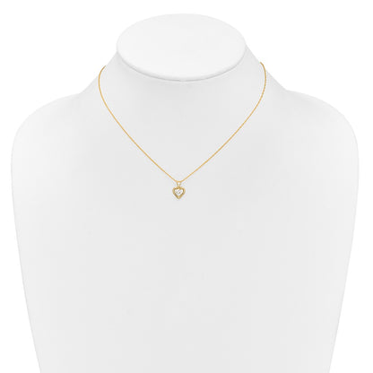 14k Madi K 3mm White Zircon Heart Birthstone 15 inch Necklace