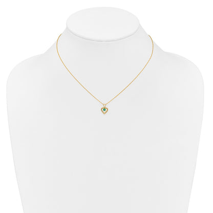 14k Madi K 3mm Emerald Heart Birthstone 15 inch Necklace