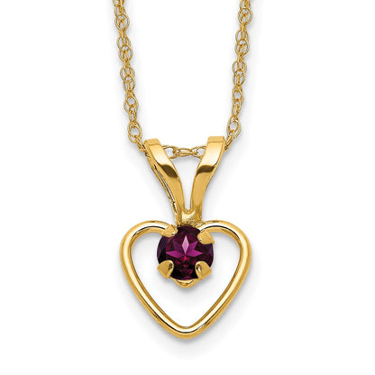 14k Madi K 3mm Rhodolite Garnet Heart Birthstone 15 inch Necklace