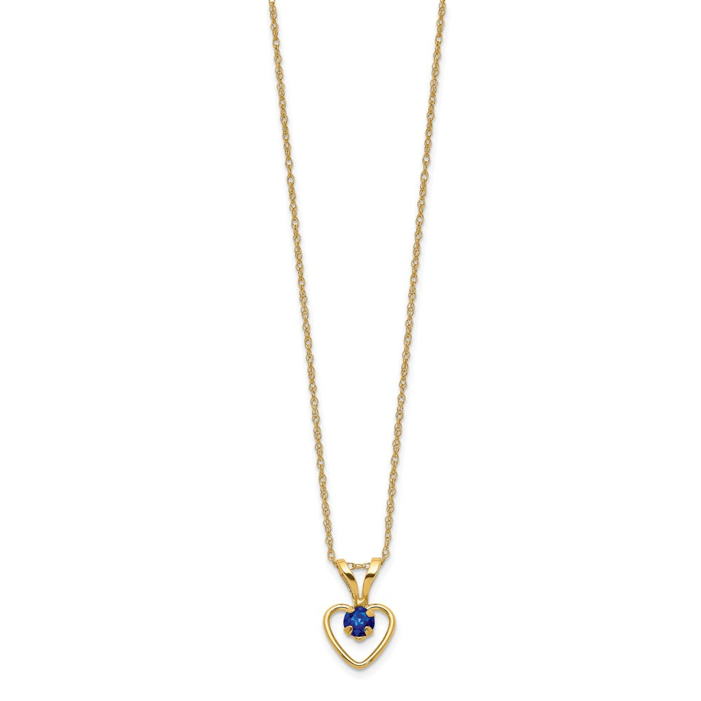 14k Madi K 3mm Sapphire Heart Birthstone 15 inch Necklace