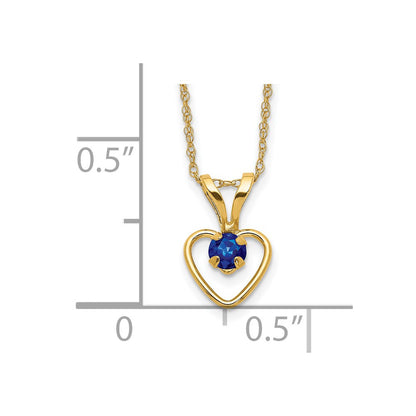 14k Madi K 3mm Sapphire Heart Birthstone 15 inch Necklace