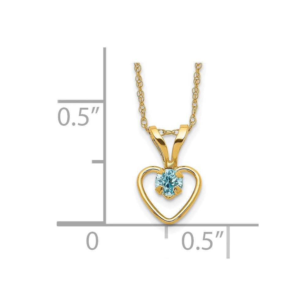 14k Madi K 3mm Blue Zircon Heart Birthstone 15 inch Necklace