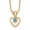 14k Madi K 3mm Blue Zircon Heart Birthstone 15 inch Necklace