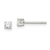 Sterling Silver 3mm Round Basket Set CZ Studs w/ Pink Gift Pouch